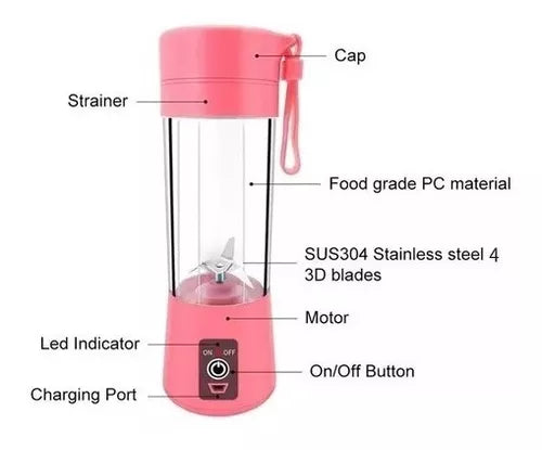 Vaso Licuadora Portátil Recargable Usb 3 En 1